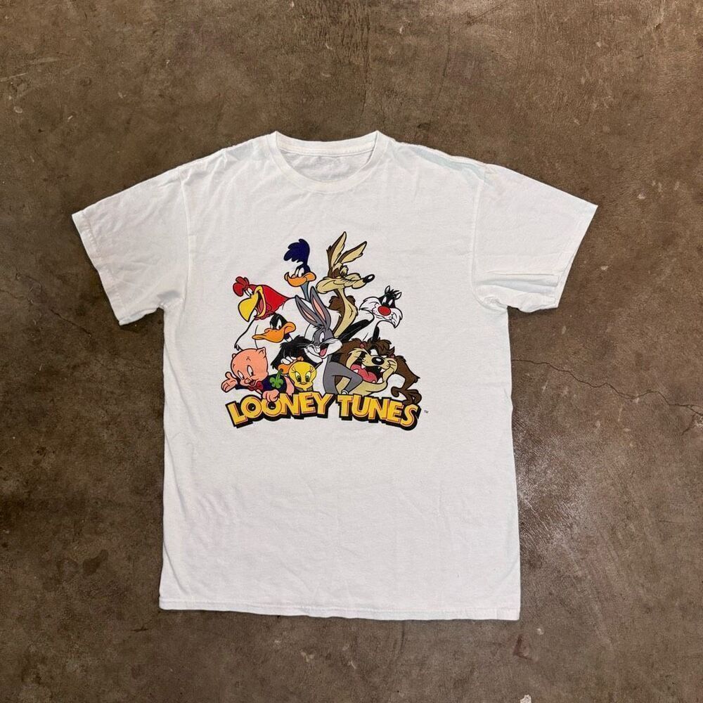 Unbranded vintage Y2K Unisex White Looney Tunes Short Sleeve Graphic T-Shirt Sma